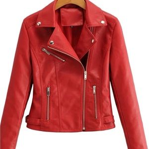 RED MOTO LEATHER JACKET